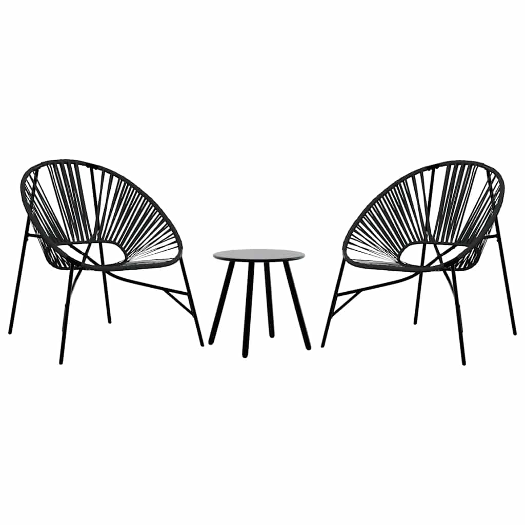 Vidaxl set tuinstoelen 3-delig poly rattan zwart