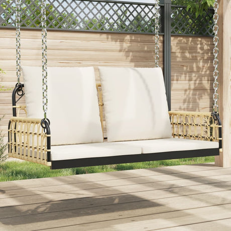 Vidaxl schommelbank met kussens 105x58x38 cm poly rattan en staal