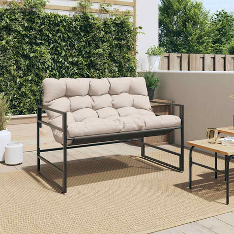Vidaxl tuinbank met kussen 113 m staal taupe