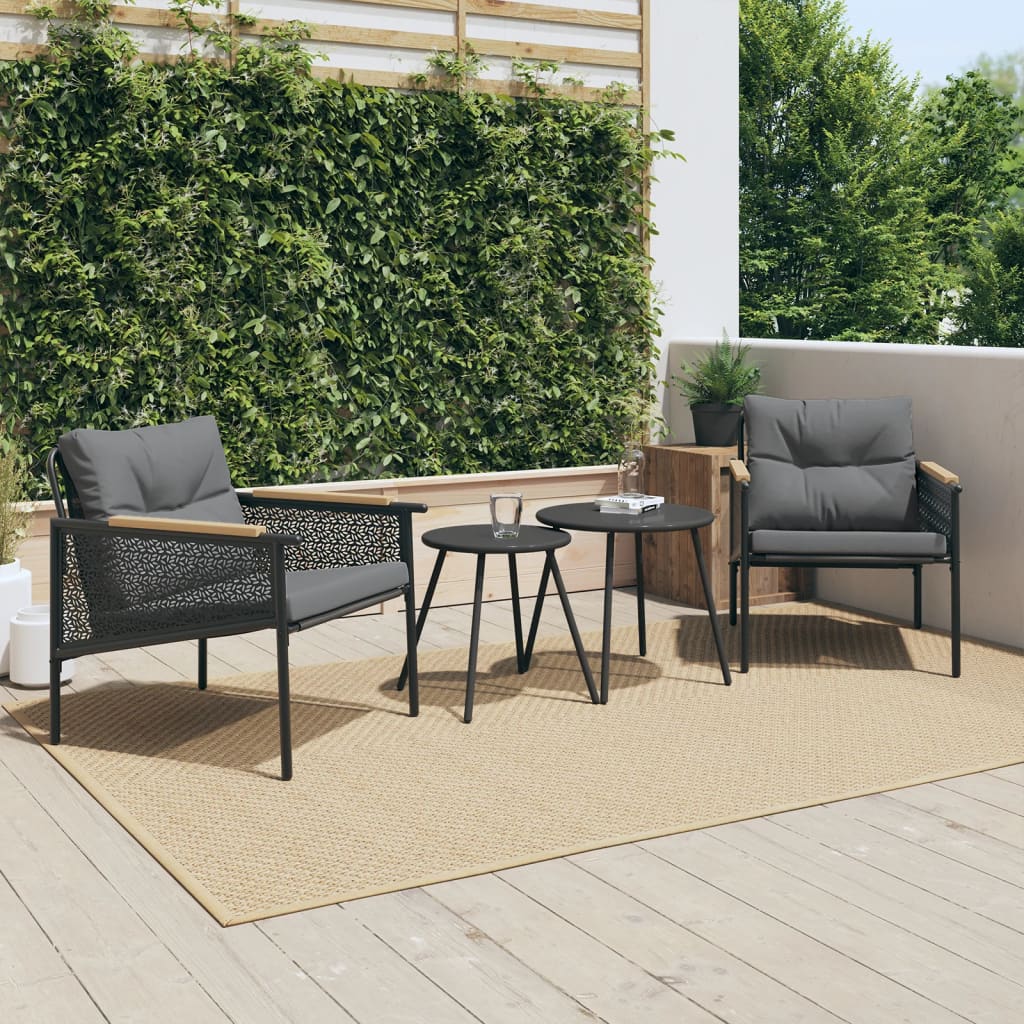 Vidaxl tuinstoelen 2 st met kussens staal zwart