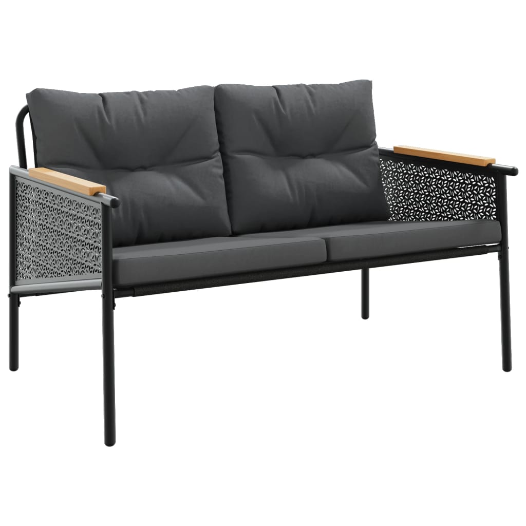 Vidaxl tuinbank met kussens 116 cm staal zwart
