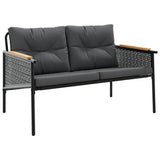 Vidaxl tuinbank met kussens 116 cm staal zwart