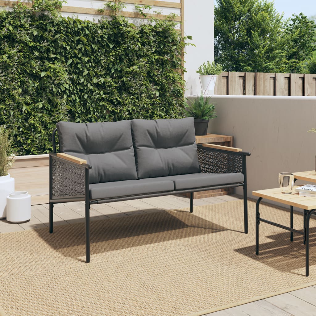 Vidaxl tuinbank met kussens 116 cm staal zwart