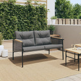 Vidaxl tuinbank met kussens 116 cm staal zwart
