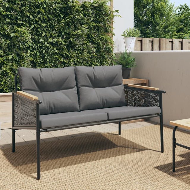 Vidaxl tuinbank met kussens 116 cm staal zwart