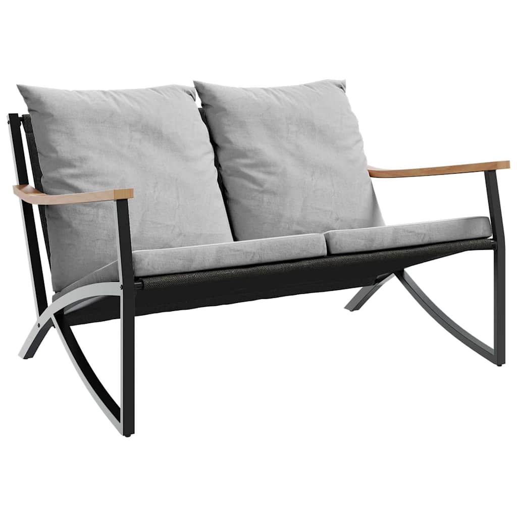 Vidaxl tuinbank met kussens 120 cm staal zwart