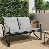 Vidaxl tuinbank met kussens 120 cm staal zwart