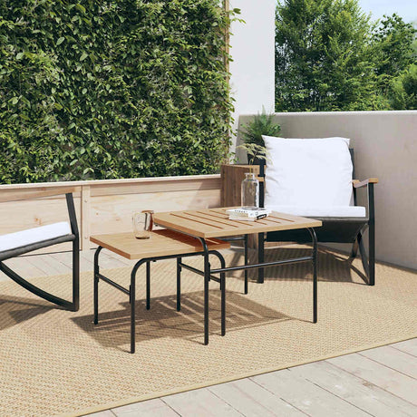 Vidaxl 2-delige tuintafeltjesset staal bruin en zwart