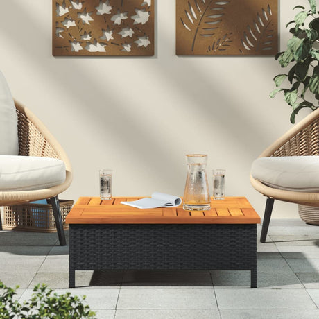 Vidaxl tuintafel 70x70x25 cm poly rattan en acaciahout zwart