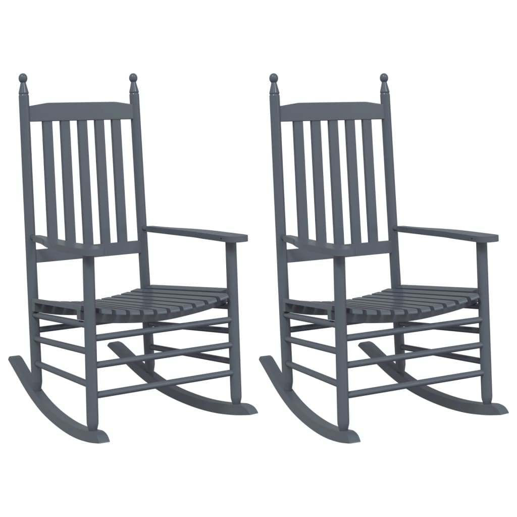 Vidaxl schommelstoelen met gebogen zitting 2 st populierenhout grijs