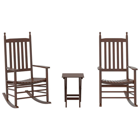 Vidaxl schommelstoelen 2 st met inklapbare tafel populierenhout bruin