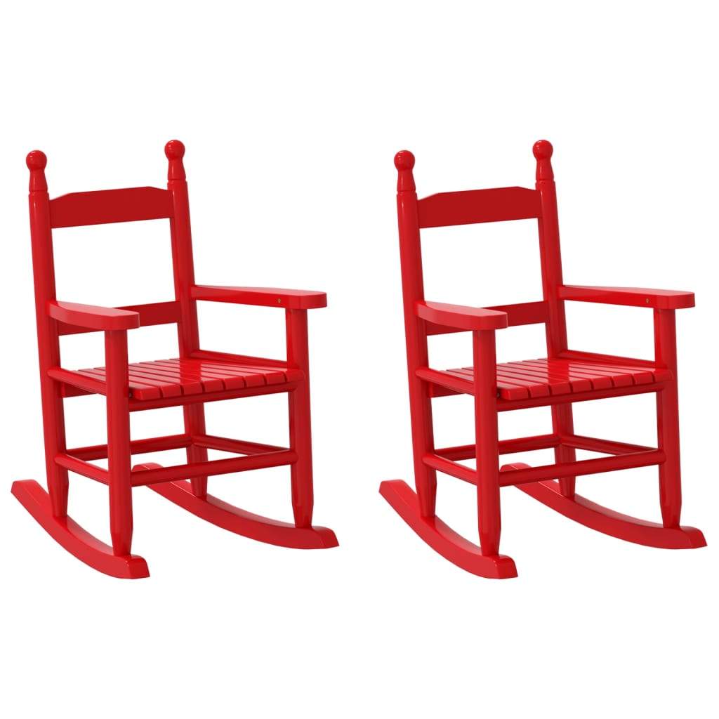 Vidaxl schommelstoelen 2 st voor kinderen massief populierenhout rood
