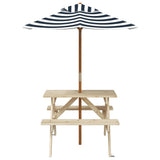 Vidaxl picknicktafel voor 4 kinderen met parasol massief vurenhout