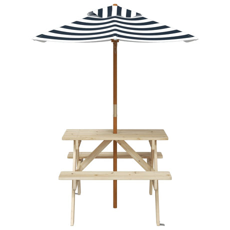 Vidaxl picknicktafel voor 4 kinderen met parasol massief vurenhout