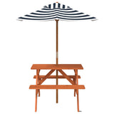 Vidaxl picknicktafel voor 4 kinderen met parasol massief vurenhout