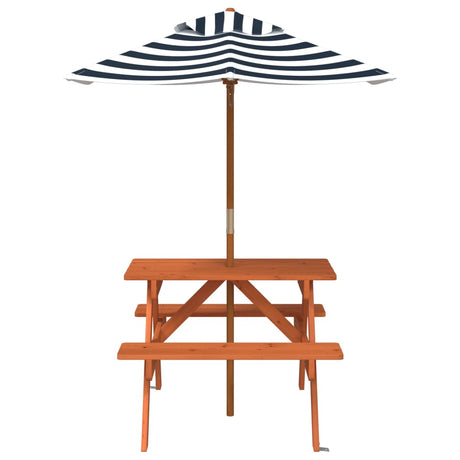 Vidaxl picknicktafel voor 4 kinderen met parasol massief vurenhout