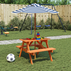 Vidaxl picknicktafel voor 4 kinderen met parasol massief vurenhout
