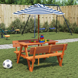 Vidaxl picknicktafel voor 4 kinderen met parasol massief vurenhout