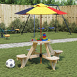 Vidaxl picknicktafel voor 4 kinderen met parasol rond vurenhout