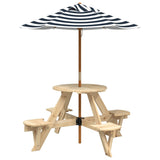 Vidaxl picknicktafel voor 4 kinderen met parasol rond vurenhout
