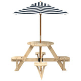 Vidaxl picknicktafel voor 4 kinderen met parasol rond vurenhout