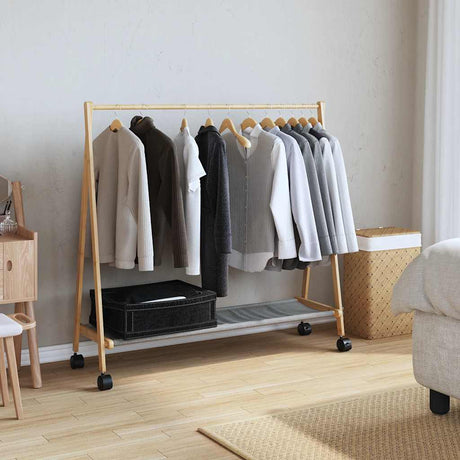 Vidaxx Kleiderständer mit Regalen und Rollen 106x34x106,5 cm Bambus