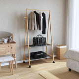 Vidaxx Kleiderständer mit Regalen und Rollen 96x45,5x155,5 cm Bambus