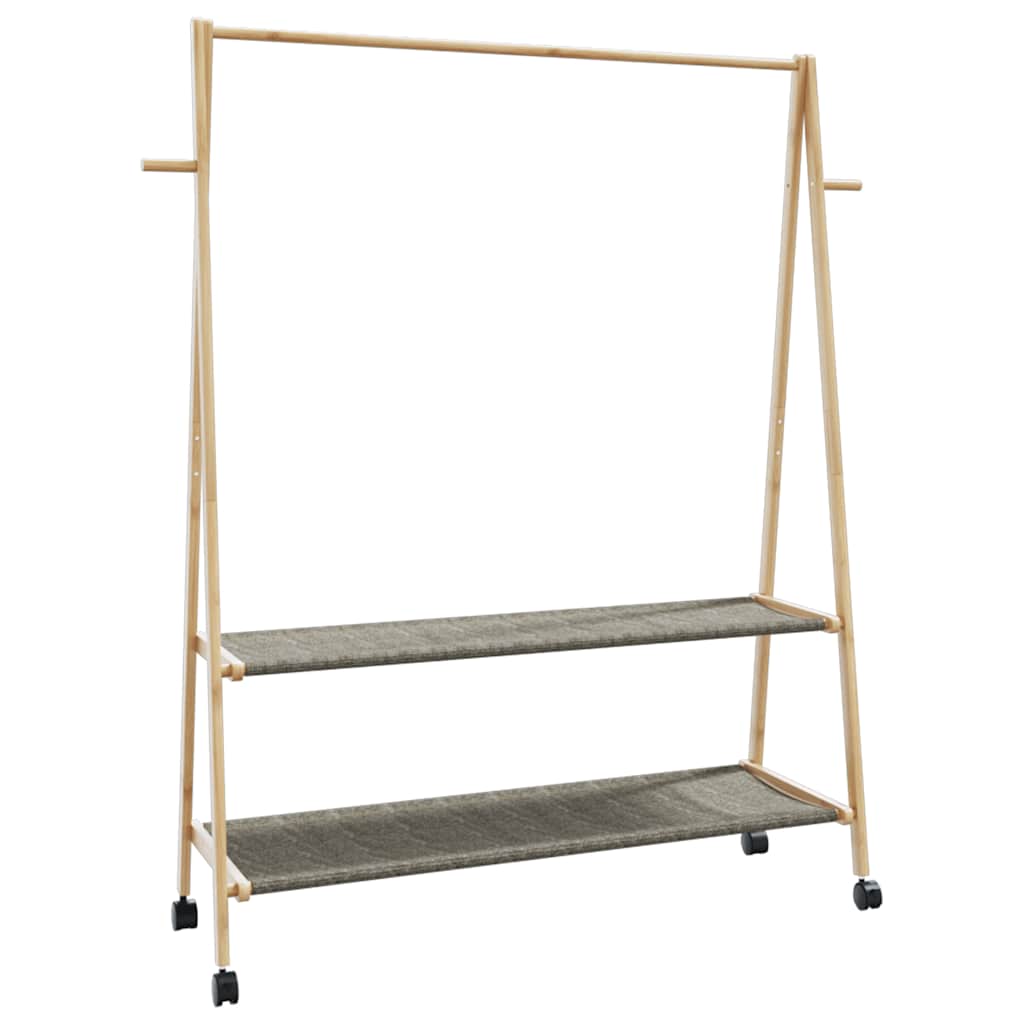 Vidaxx Kleiderständer mit Regalen und Rollen 132x45,5x155,5 cm Bambus