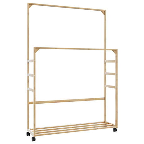 Vidaxx Kleiderständer mit Regalen und Rollen 90x35x155 cm Bambus