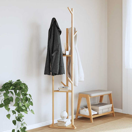 Vidaxxl Garderobenständer mit Haken und Regalen 39x33x166 cm Bambus