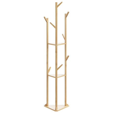 Vidaxxl Garderobenständer mit Haken und Regalen 39x33x166 cm Bambus