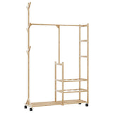 Vidaxx Kleiderständer mit Regalen und Rollen 100x38x175,5 cm Bambus