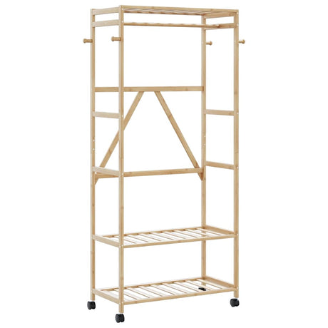Vidaxx Kleiderständer mit Regalen und Rollen 90x40x179,5 cm Bambus