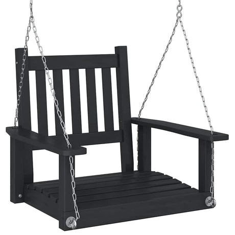 VidaXL Gartenschaukelstuhl mit Metallketten, massives Kiefernholz, schwarz