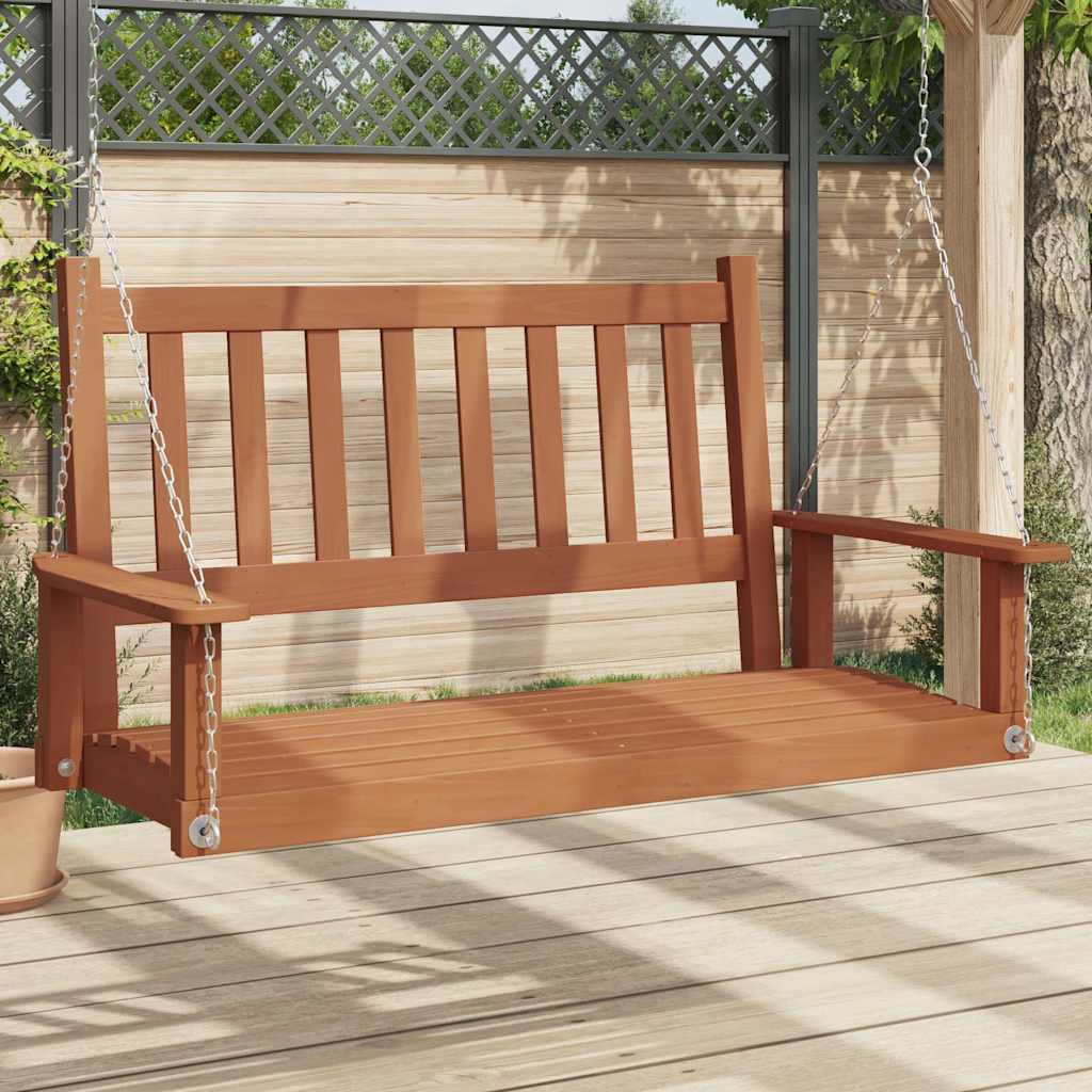Vidaxl Gartenschaukelbank mit Metallketten, massives Kiefernholz, braun