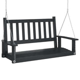 VidaXL Gartenschaukelbank mit Metallketten, massives Kiefernholz, schwarz
