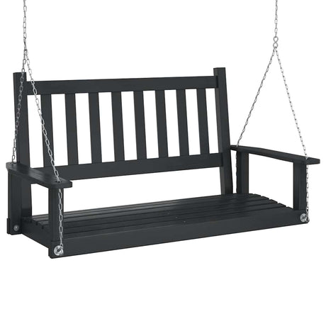 VidaXL Gartenschaukelbank mit Metallketten, massives Kiefernholz, schwarz