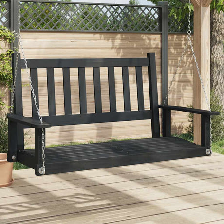 VidaXL Gartenschaukelbank mit Metallketten, massives Kiefernholz, schwarz