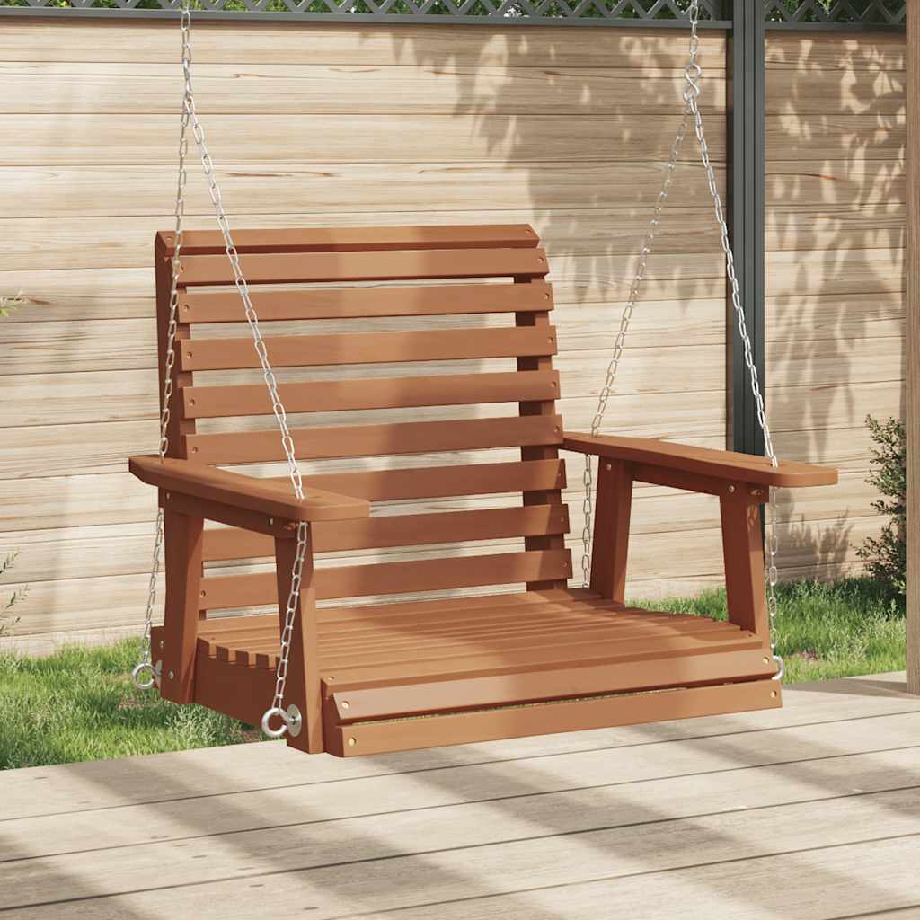 Vidaxl Gartenschaukelstuhl mit Metallketten, massives Kiefernholz, braun
