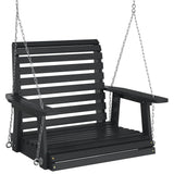 VidaXL Gartenschaukelstuhl mit Metallketten, massives Kiefernholz, schwarz