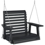 VidaXL Gartenschaukelstuhl mit Metallketten, massives Kiefernholz, schwarz