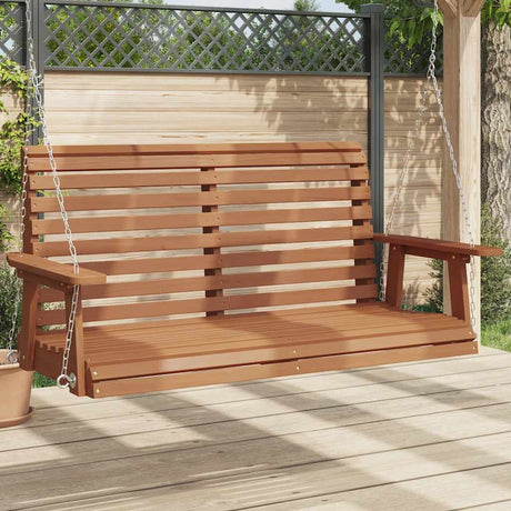 Vidaxl Gartenschaukelbank mit Metallketten, massives Kiefernholz, braun