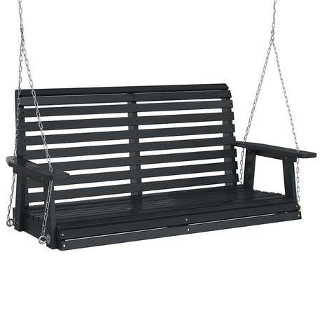 VidaXL Gartenschaukelbank mit Metallketten, massives Kiefernholz, schwarz
