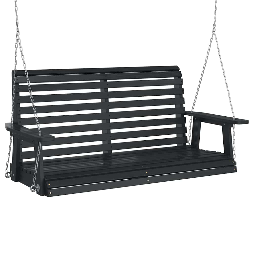 VidaXL Gartenschaukelbank mit Metallketten, massives Kiefernholz, schwarz