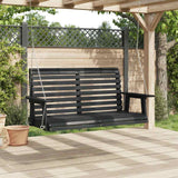 VidaXL Gartenschaukelbank mit Metallketten, massives Kiefernholz, schwarz