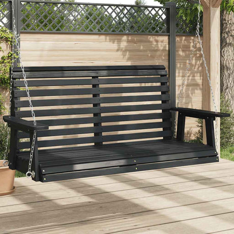 VidaXL Gartenschaukelbank mit Metallketten, massives Kiefernholz, schwarz