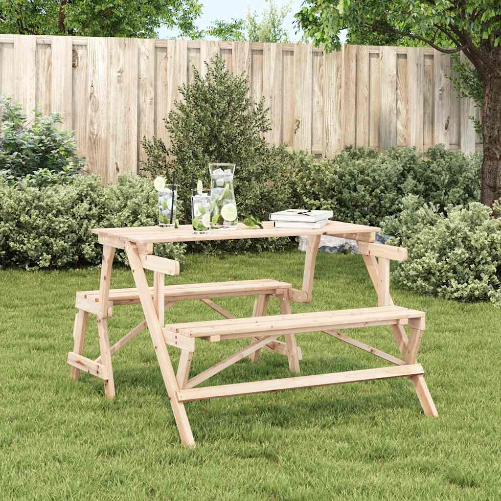 Vidaxl picknicktafel met banken 2-in-1 ombouwbaar massief vurenhout