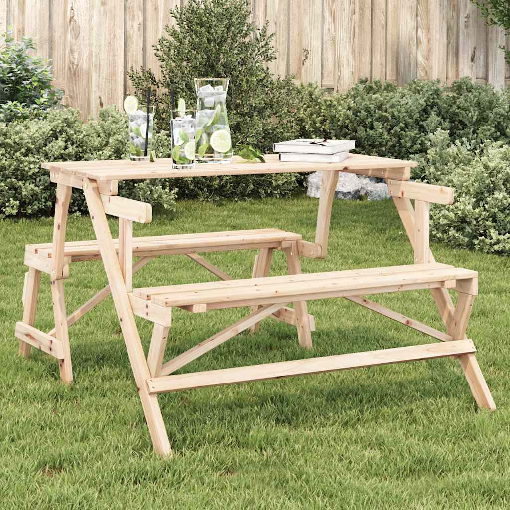 Vidaxl picknicktafel met banken 2-in-1 ombouwbaar massief vurenhout