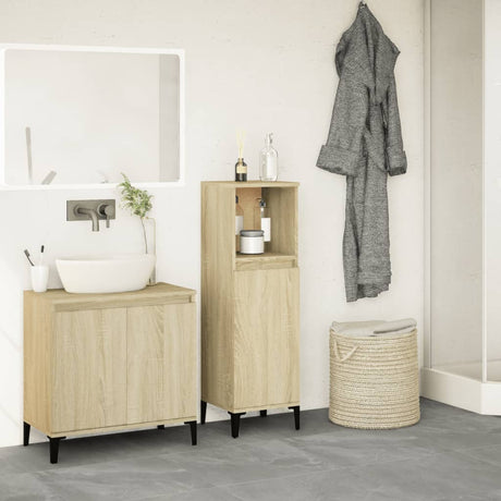 Vidaxl badkamerkast 30x30x100 cm bewerkt hout sonoma eikenkleurig