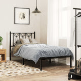 Vidaxl bedframe met hoofdbord metaal zwart 75x190 cm